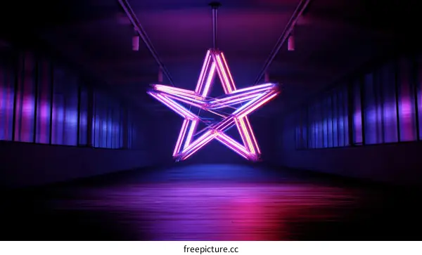 Neon Star Installation in a Modern Space
