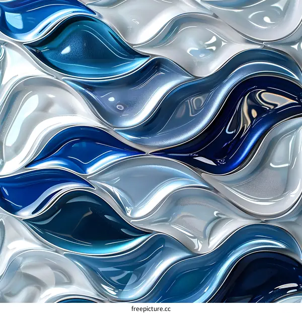 Blue and white abstract waves