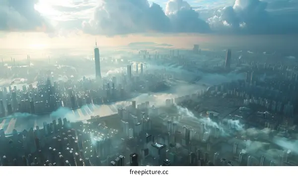 Futuristic Cityscape Aerial View