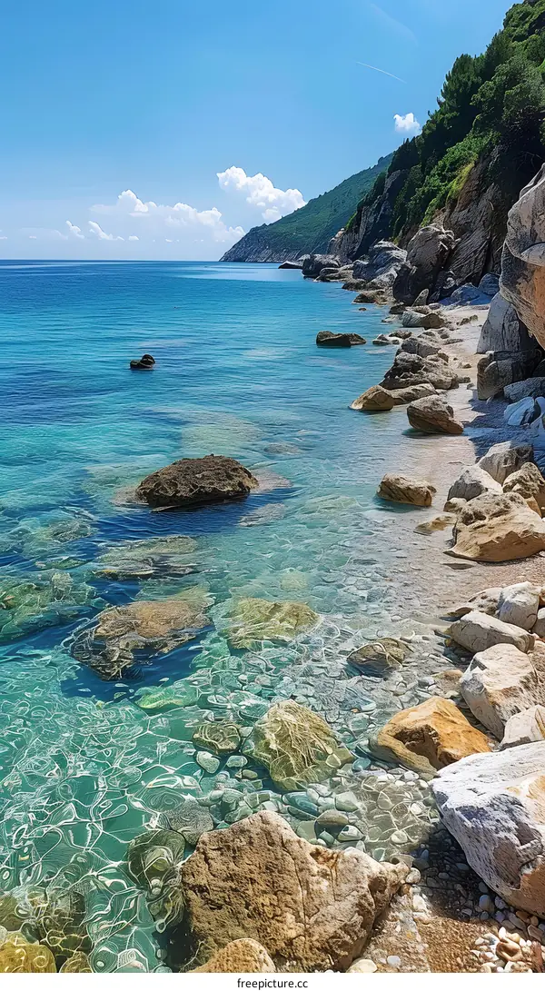 Clear Blue Water and Rocks on the Coast