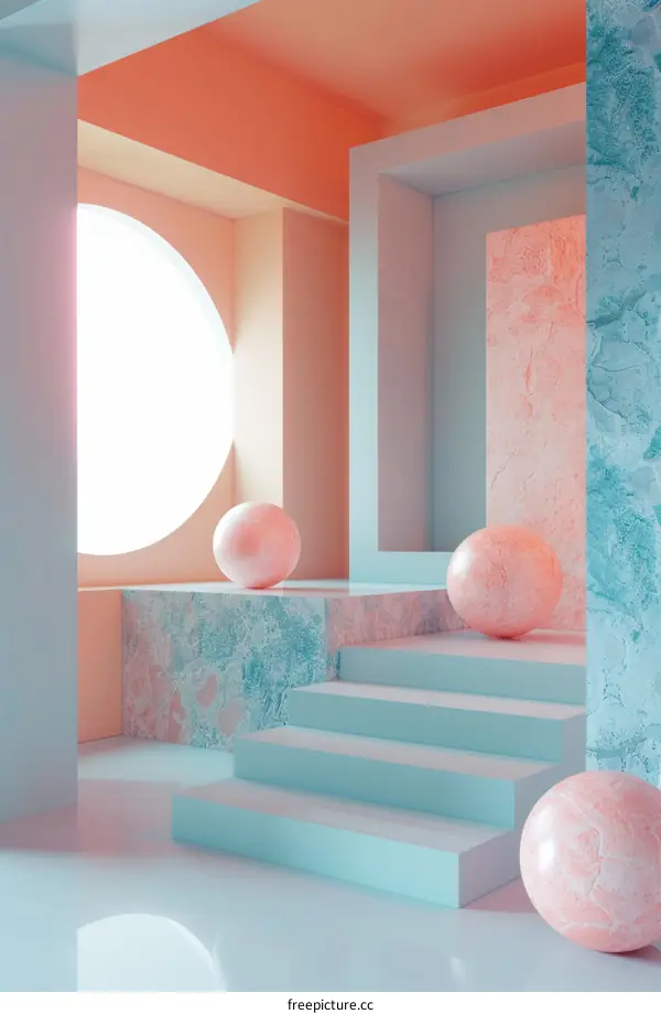 Abstract Pastel Minimalist Room with Podium for Product or Platform Display