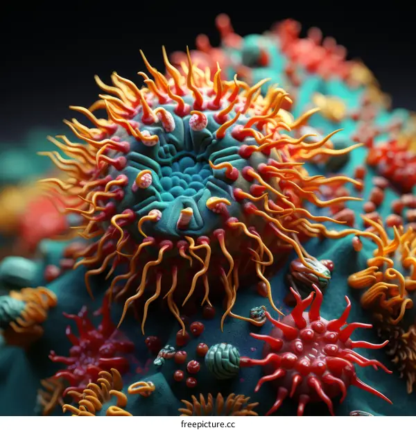 Microscopic View of a Virus: 3D Rendering