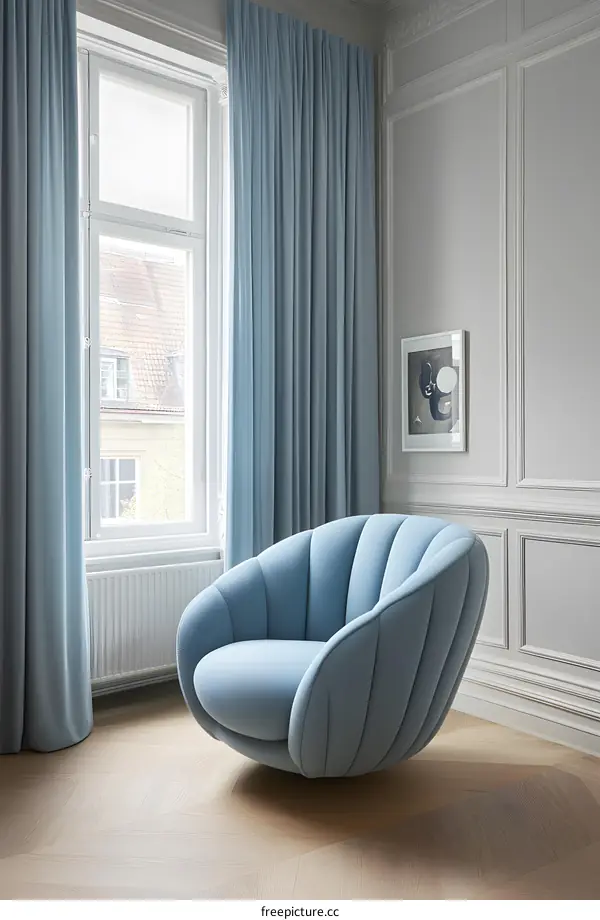 Blue Swivel Chair in a Modern Living Room