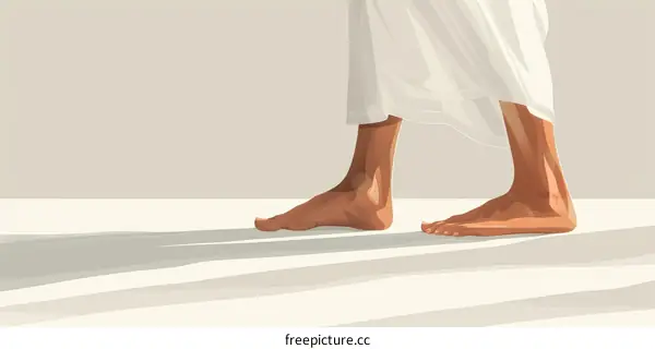 Illustration of a person walking barefoot