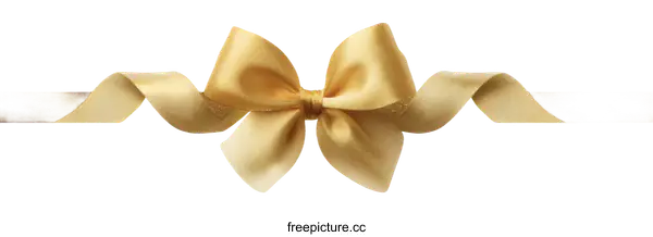 [Transparent Background PNG]Golden Satin Ribbon Bow Decoration