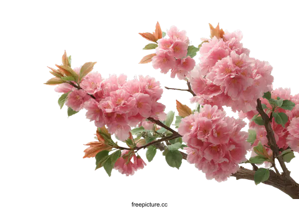 [Transparent Background PNG]Beautiful Pink Cherry Blossom Branch in Spring