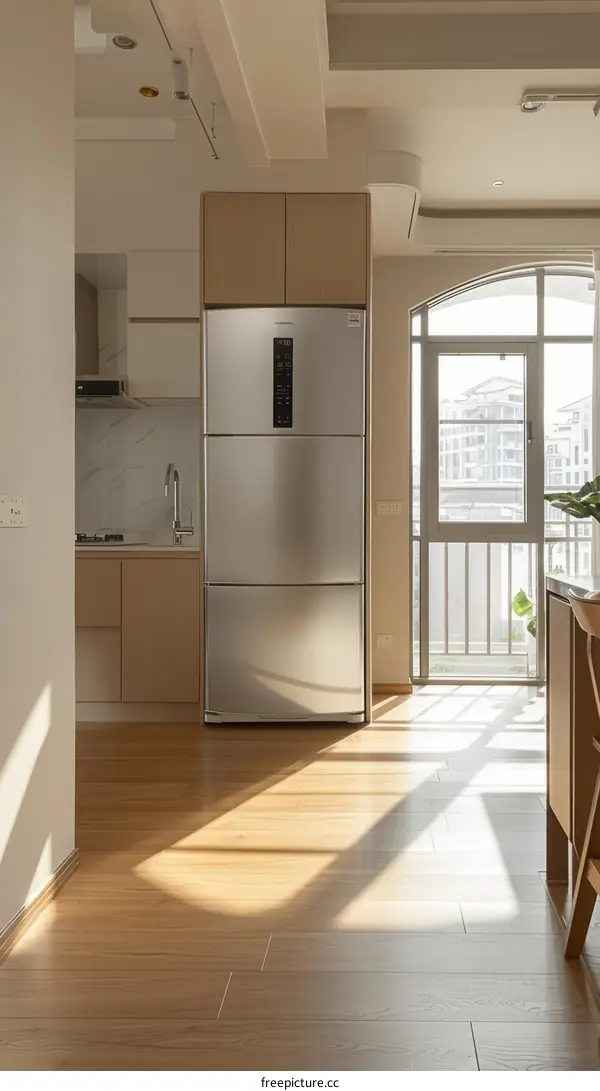 Modern Kitchen with Wood Floors and Natural Light