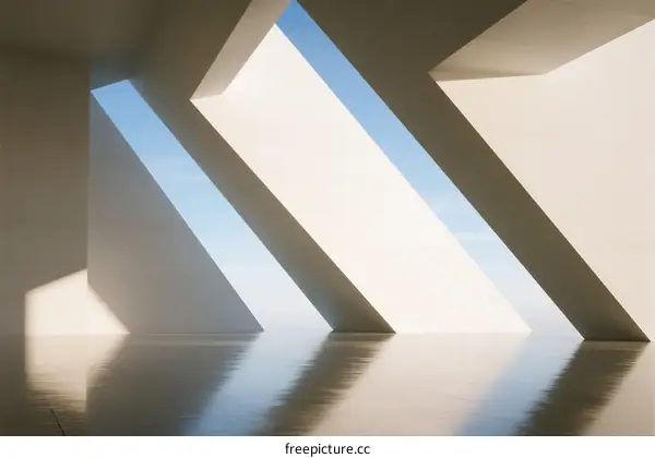 Geometric Architecture Structure with Natural Light Reflection