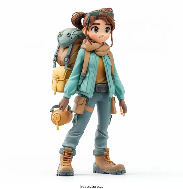 A young girl with a backpack is standing and holding a water bottle