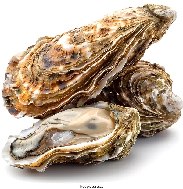 Fresh Oysters on White Background