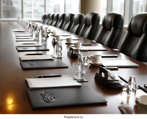 Conference Room Table Setting with Chairs