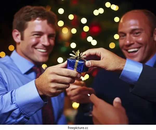 Christmas Gift Exchange Between Business Colleagues