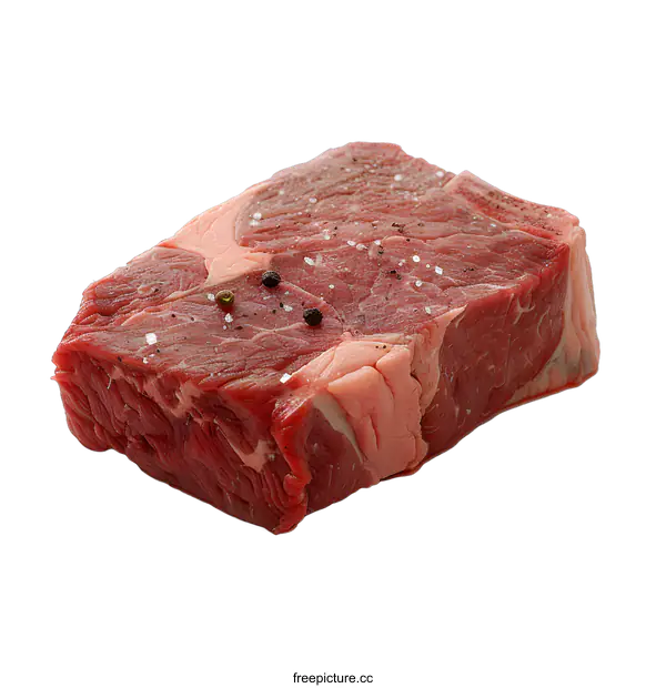 [Transparent Background PNG]Raw Beef Steak with Salt and Pepper