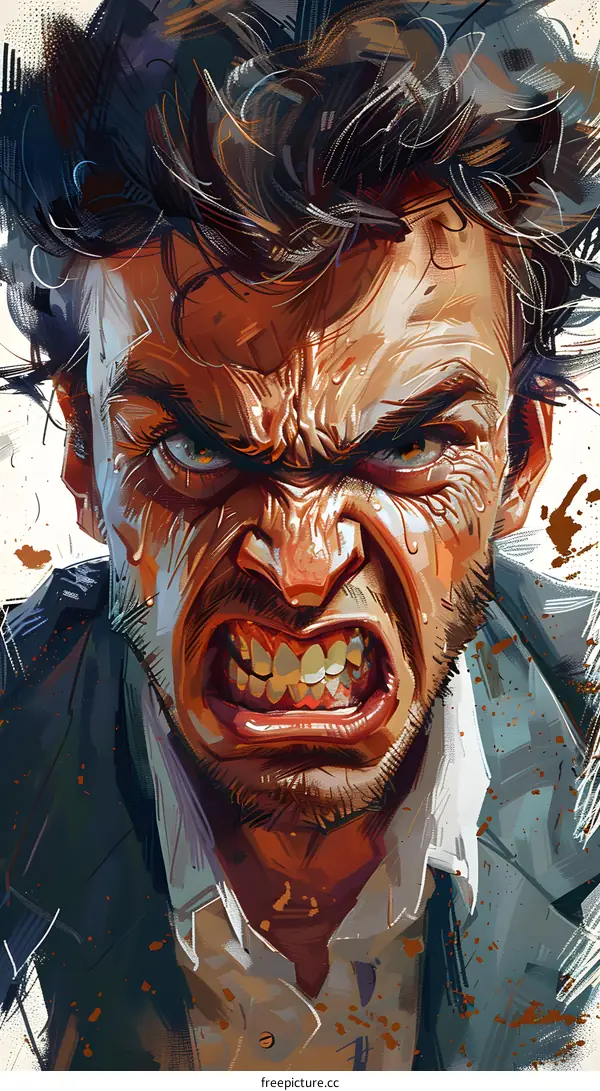 man face closeup angry expression