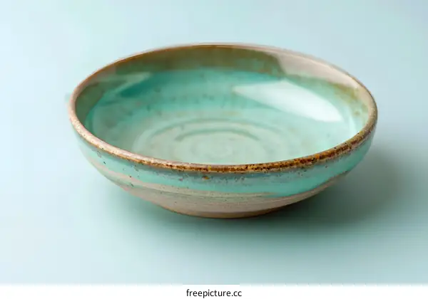 Handcrafted Ceramic Bowl with Turquoise Glaze