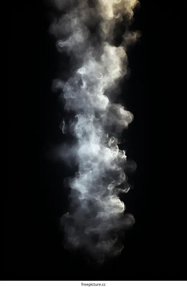 Wispy tendrils of smoke rising against a black background