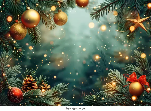 Festive Christmas Tree with Ornaments and Multi-Color Lights