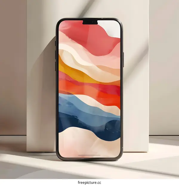 Abstract Phone Mockup With Colorful Landscape Background