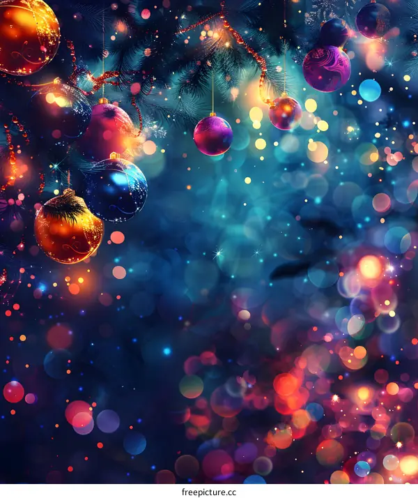 Christmas balls hanging on a Christmas tree