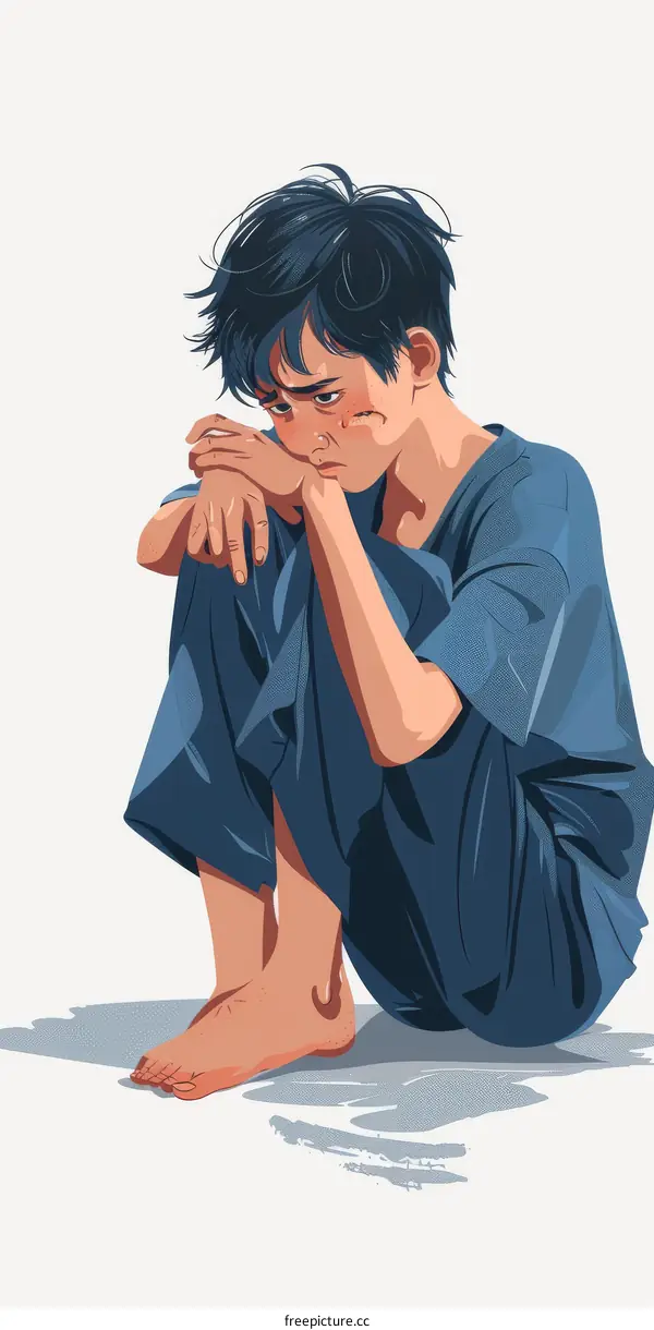 boy sad lonely illustration