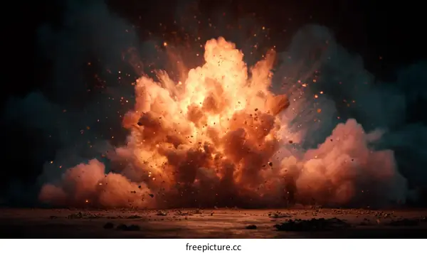 Explosive Blast Explosion in Dark Background
