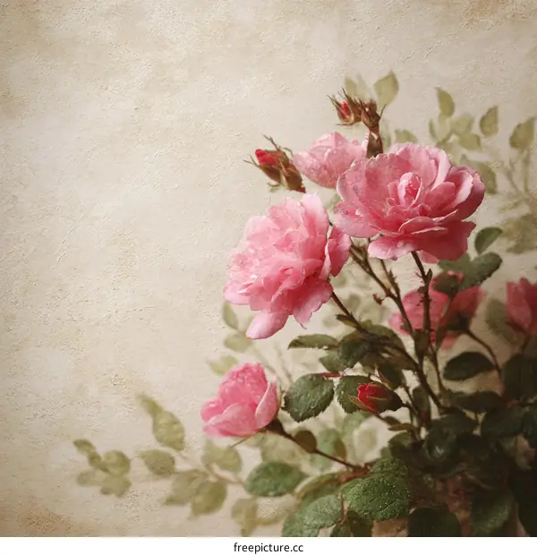 Vintage Pink Roses Illustration Background