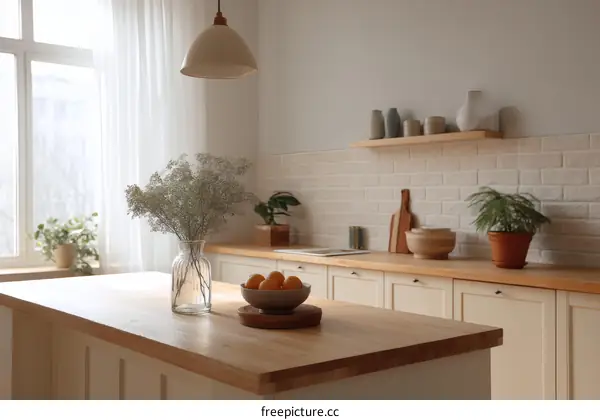 Modern Farmhouse Kitchen Island with Natural Light