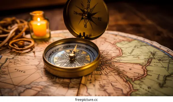 Vintage Compass and World Map: Embark on a Cartographical Adventure