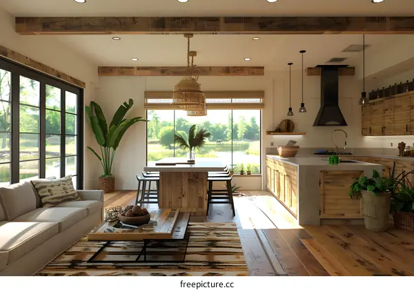 kitchen island wood plank pendant lights