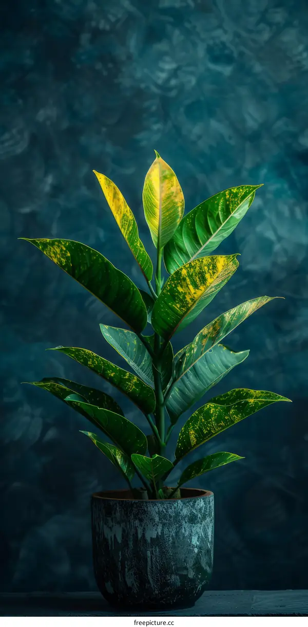 Alocasia Melo Isolated On A Dark Blue Background