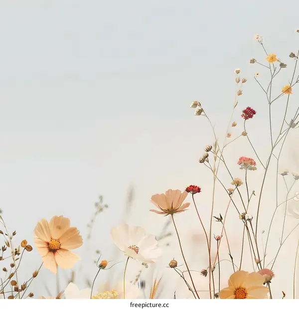 Pastel Flowers in a Soft Blurred Background
