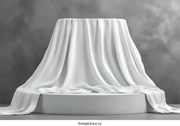 White Fabric Draped Over a Round Pedestal
