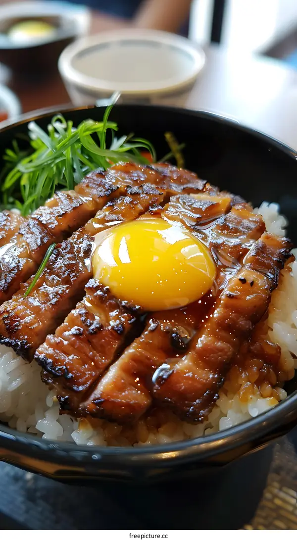 Grilled Pork Rice Bowl with Egg Yolk