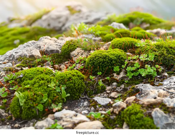 Green Moss and Rocks Background