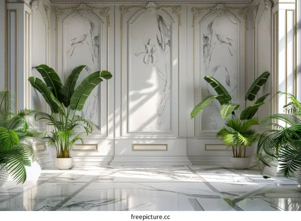 Luxurious indoor gardening in villa with green plants indoor