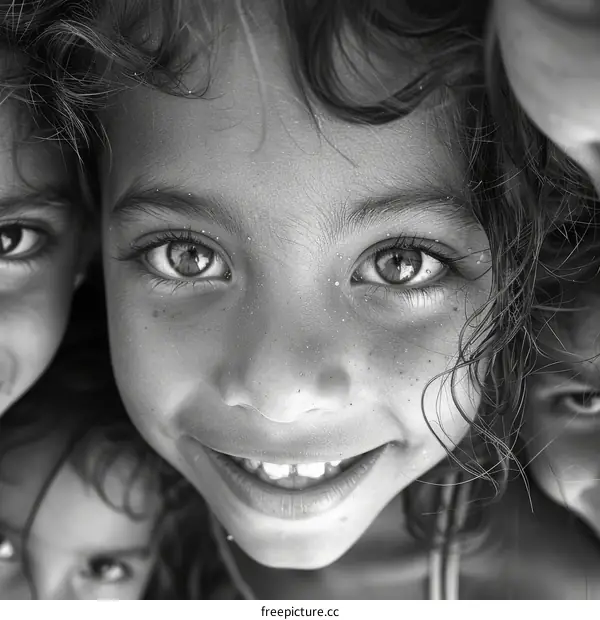Portrait of a smiling girl with her friends in the background
