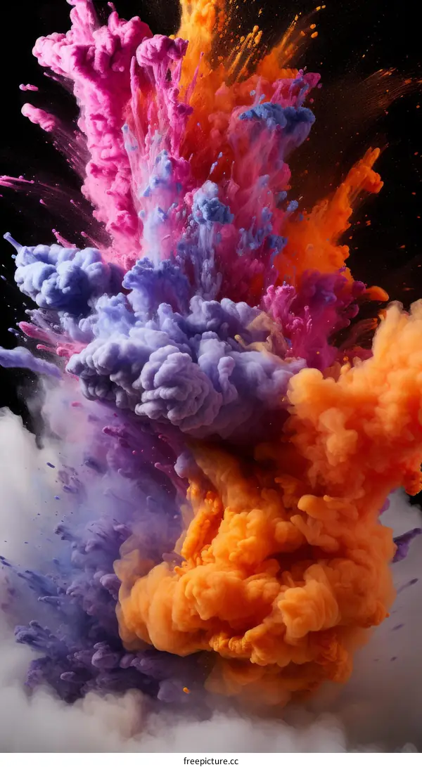 Dynamic Colorful Powder Explosion: Abstract Art in Motion