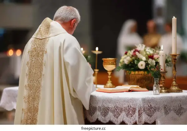 Religious Ceremony in Church with Priest