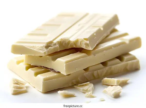 Close-up of a stack of white chocolate bars