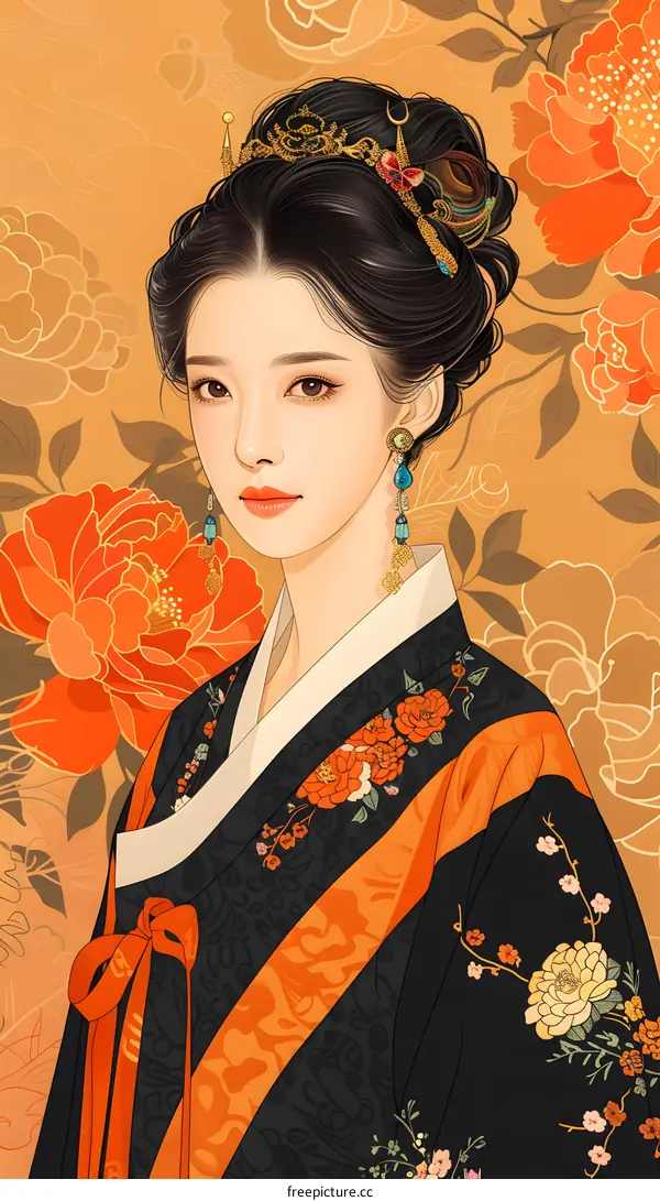 Portrait of a young woman in traditional Chinese clothing