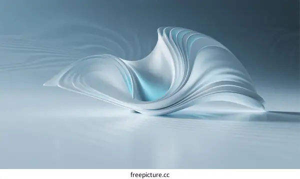 Ethereal Curved Abstract Form with Flowing Wavy Lines