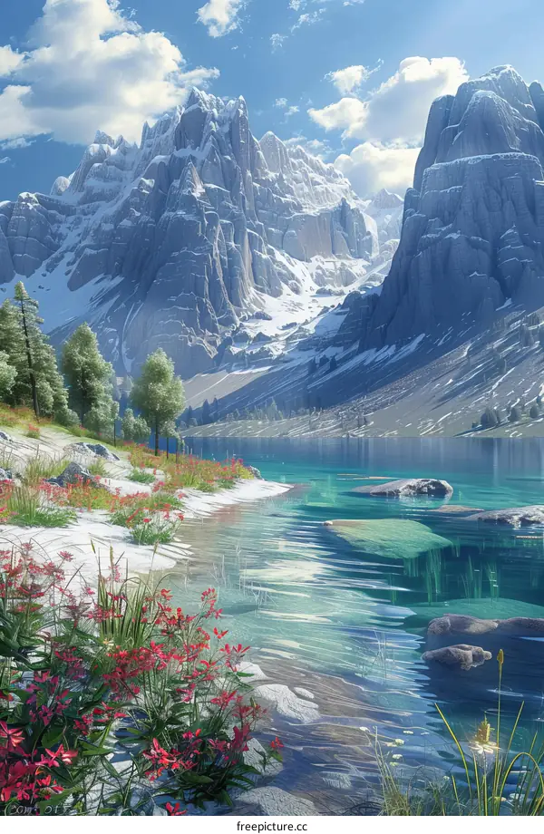 Serene Mountain Lake Landscape