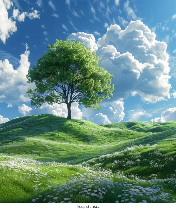 Solitary Tree on a Verdant Slope