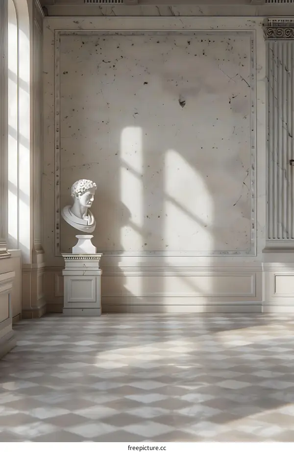 Classical Bust in a Sunlit Room