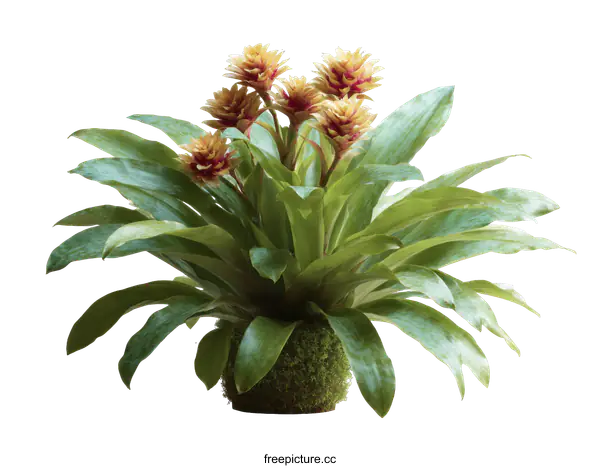 [Transparent Background PNG]Colorful Bromeliad Plant in Pot