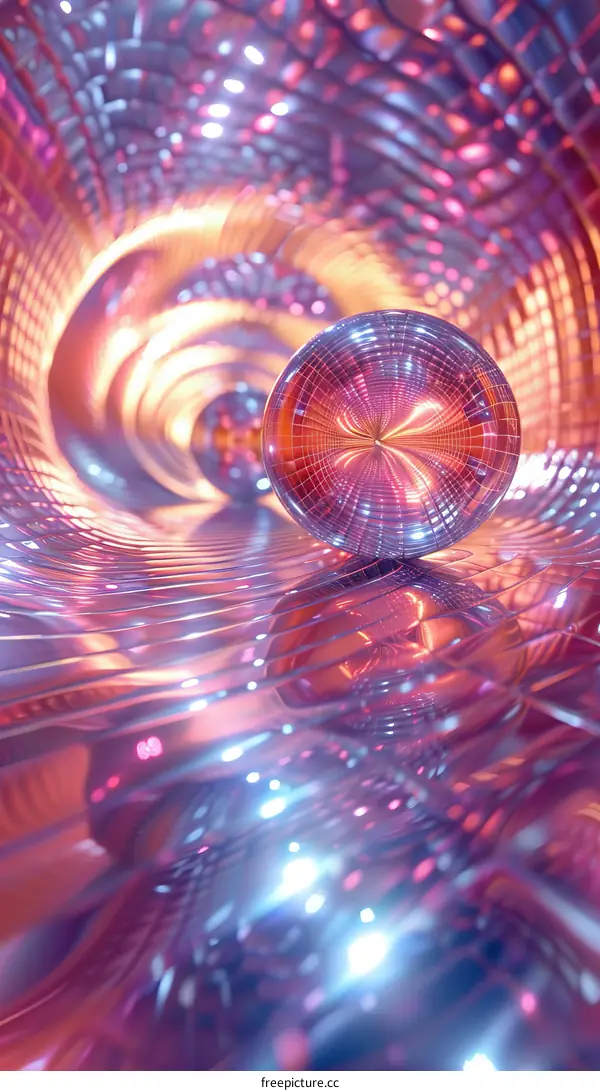 3D Rendering of a Colorful Sphere Inside a Tunnel