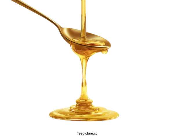 [Transparent Background PNG]Golden Honey Dripping from Spoon Illustration