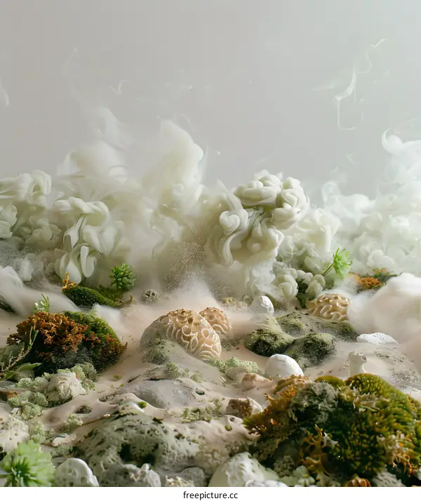 Abstract Art with White Smoke and Sand