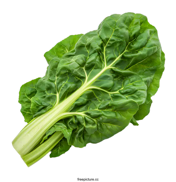 [Transparent Background PNG]Fresh Green Swiss Chard Leaf Isolated on White Background