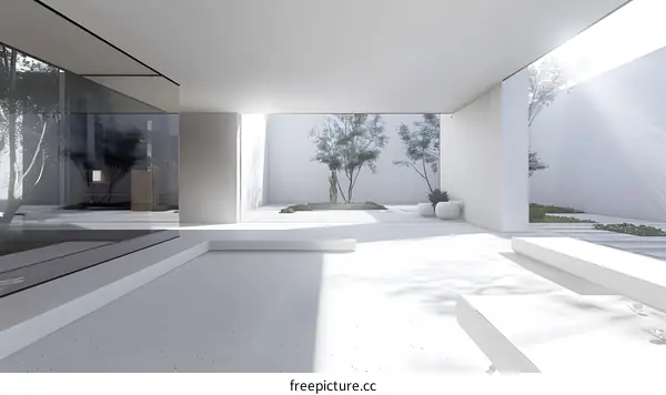 Minimalist Interior Design with White Walls and Glass Doors